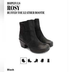 Fluevog Hopefuls Rosy Black Leather Bootie